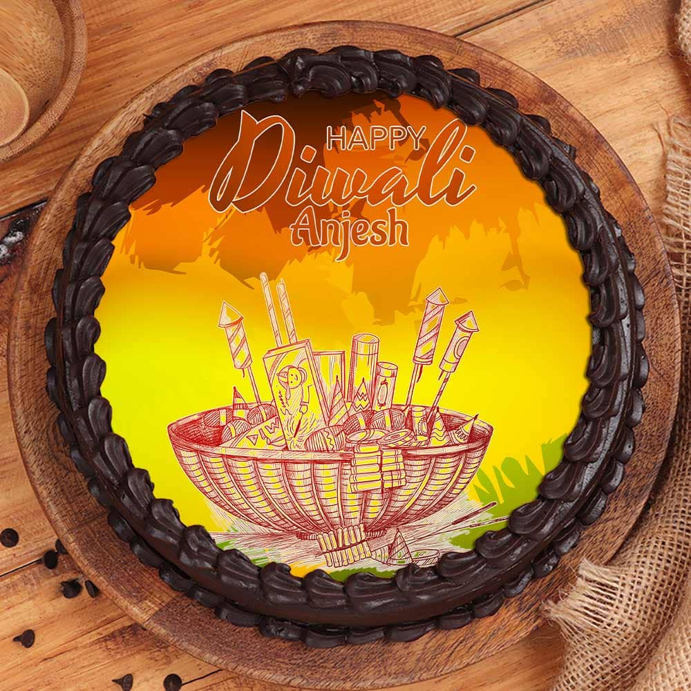 Top View of Delicious Diwali Poster Cake