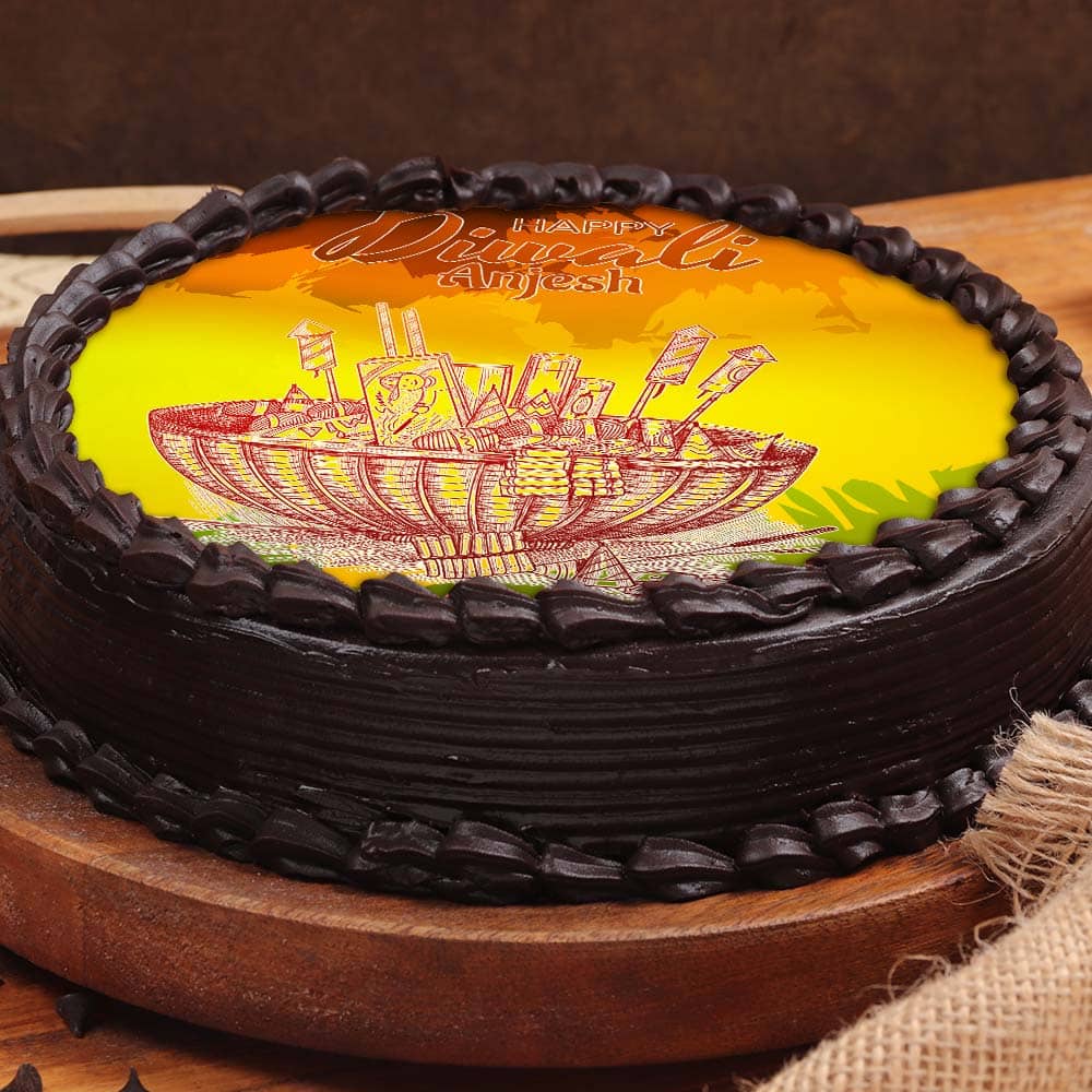 Side View of Delicious Diwali Poster Cake