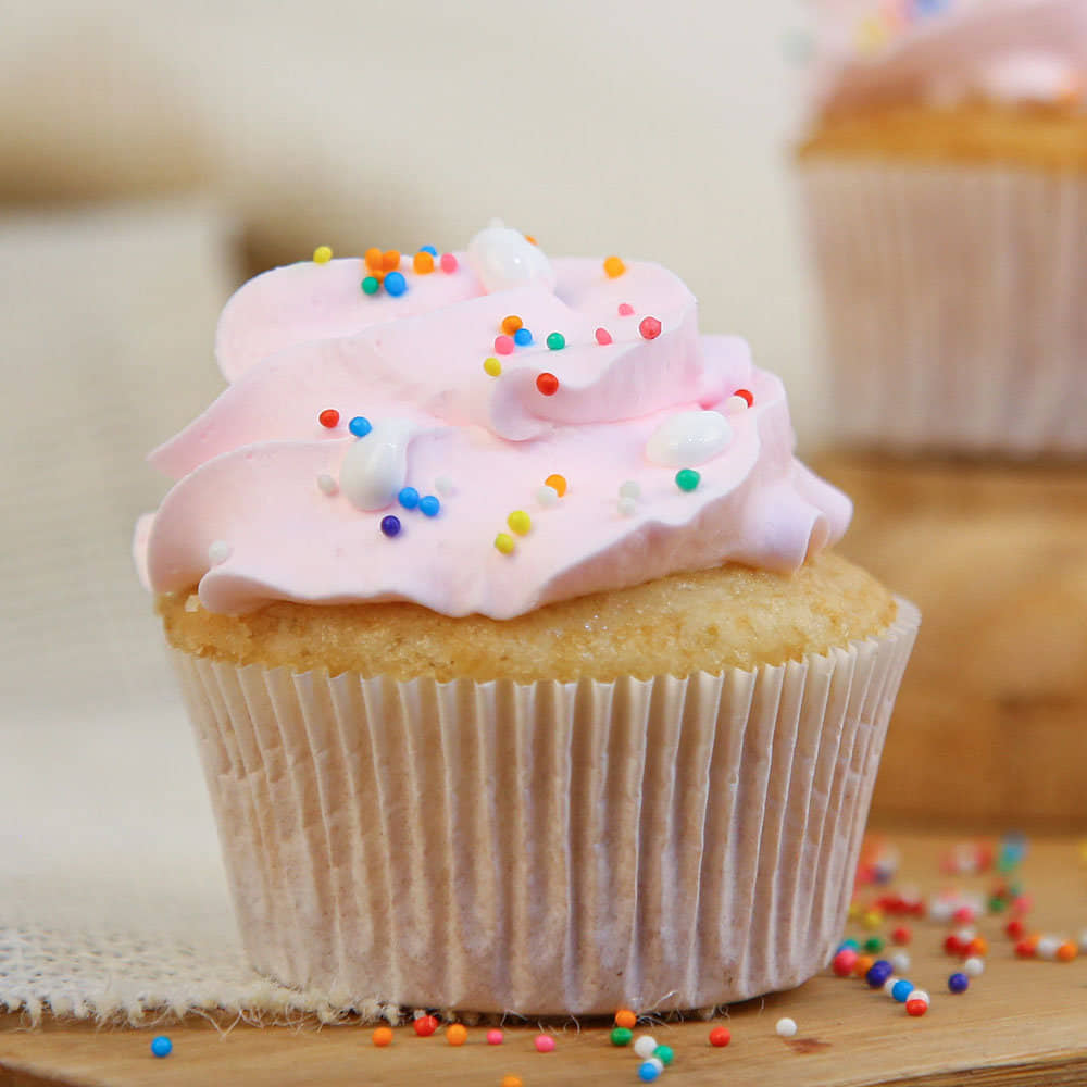 Cute Strawberry Cupcake Side view of Strawberry Cupcake