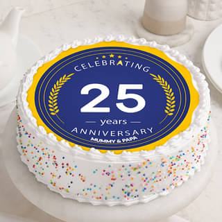 Round-Shaped 25th Anniversary Poster Cake