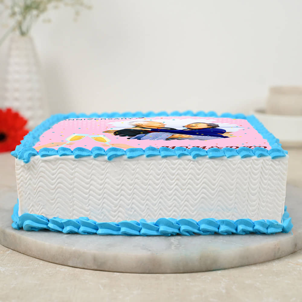 Side view of Photo Anniversary Cake