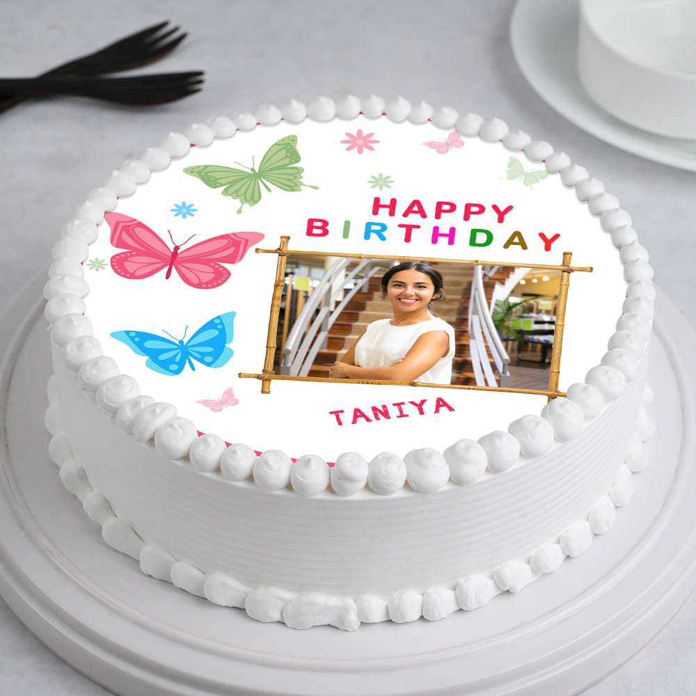 Colourful Butterfly Photo Cake