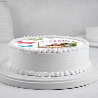 Side View of Colourful Butterfly Photo Cake For Girl