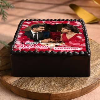 Side View of Hearti-liciously yours - Rectangle Shape Anniversary Photo Cake