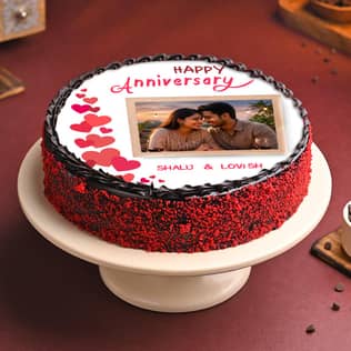 Round Shape Anniversary Photo Cake