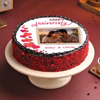 Round Shape Anniversary Photo Cake Round Shape Anniversary Photo Cake