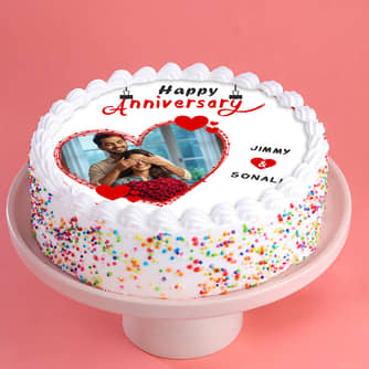 Round Shape Photo Cake For Marriage Anniversary