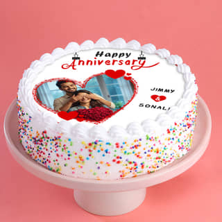 Round Shape Photo Cake For Marriage Anniversary