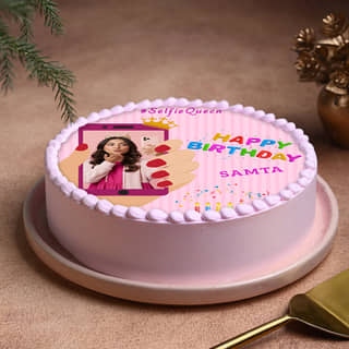 Selfie Queen Birthday Photo Cake For Girl