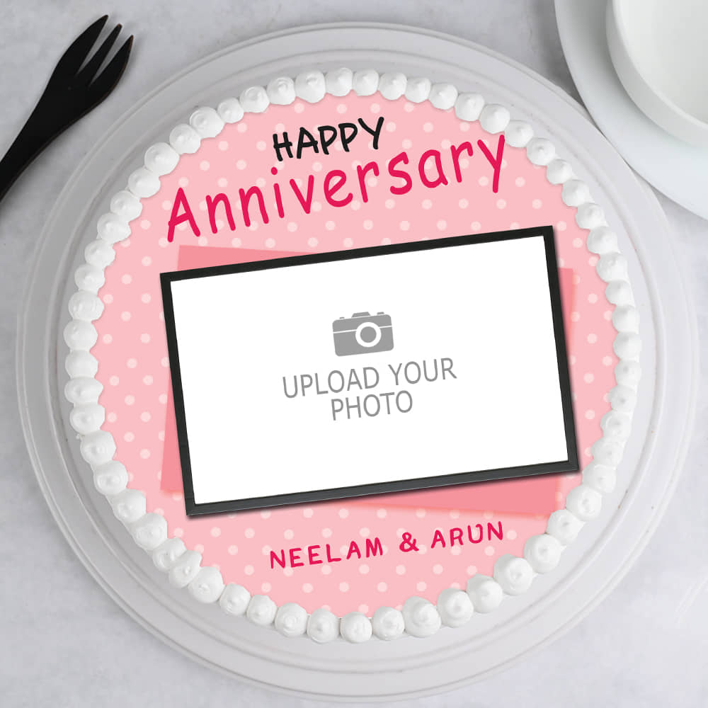 Anniversary Photo Cake 4 Round Shape Top View of Anniversary Photo Cake 4 Round Shape
