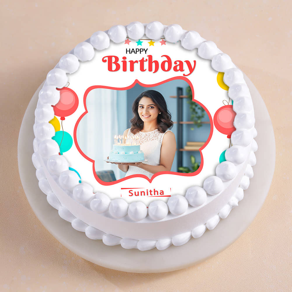 Top View of Birthday Photo Cake