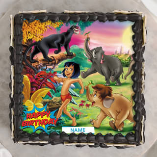 Top View of Jungle Book Birthday Photo Cake