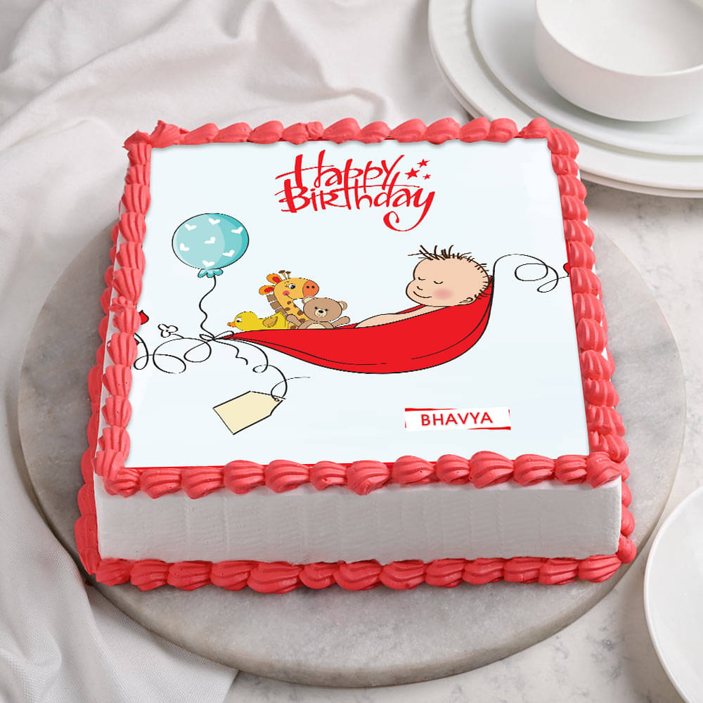 Buy Adorable Baby Poster Cake Square Shape-Sleepy Returns Of The Day