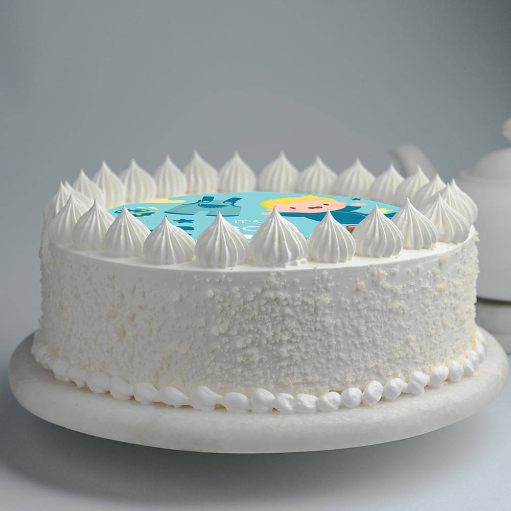 Side view of Baby Boy Shower Cake