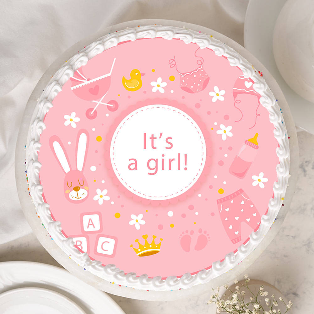 Top view of Baby Girl Shower Cake