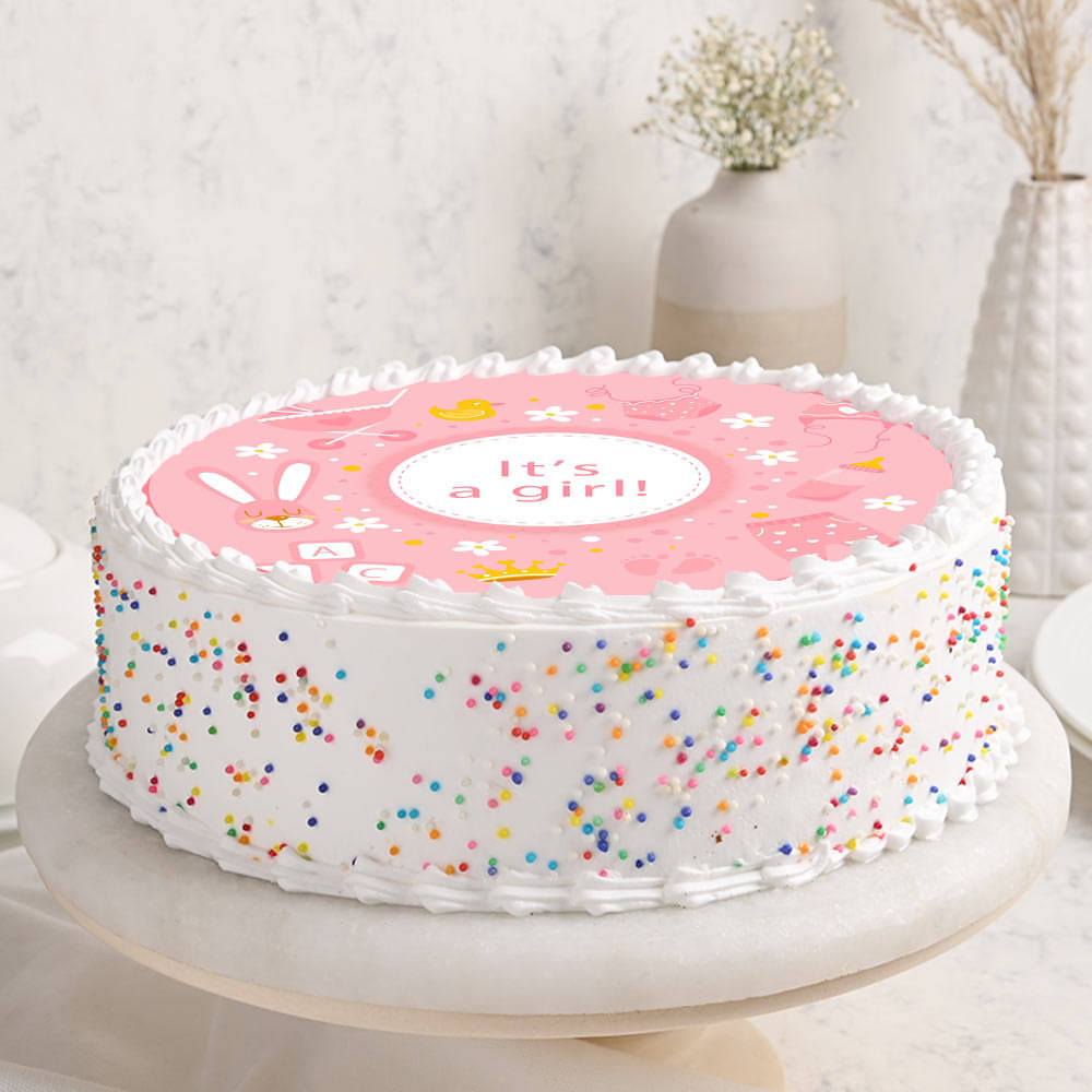 Side view of Baby Girl Shower Cake