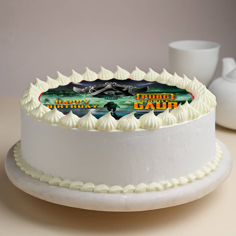 Side view of Birthday PUBG Poster Cake