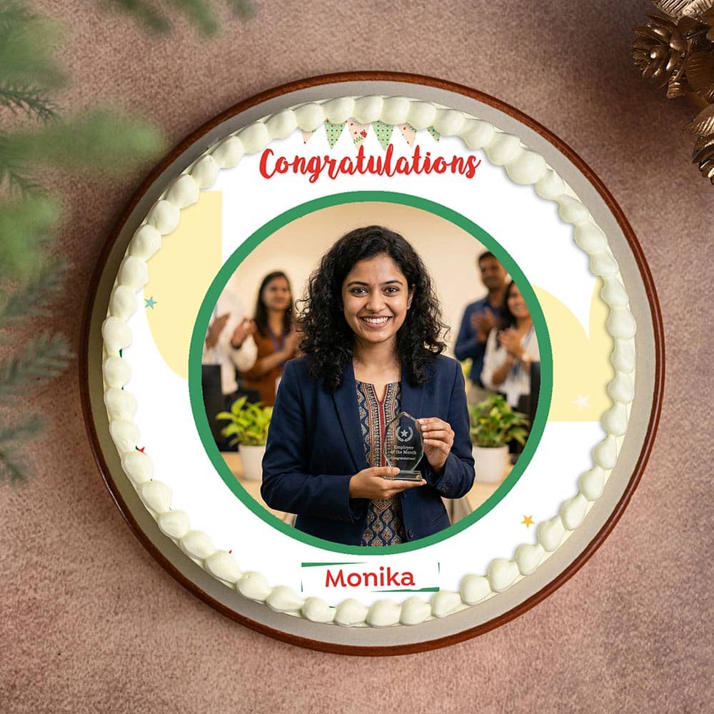 Top view of Congrats Photo Cake