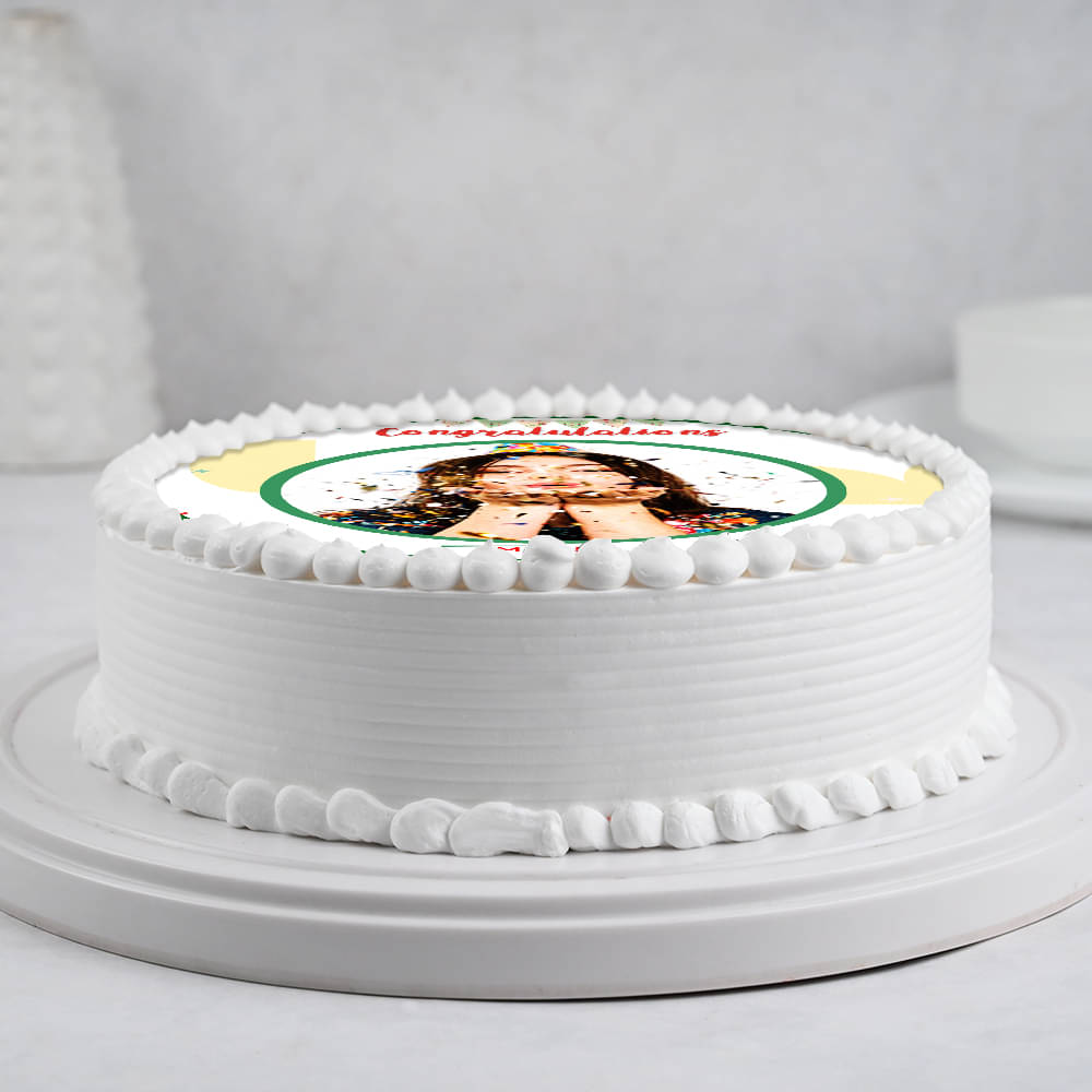 Side view of Congrats Photo Cake