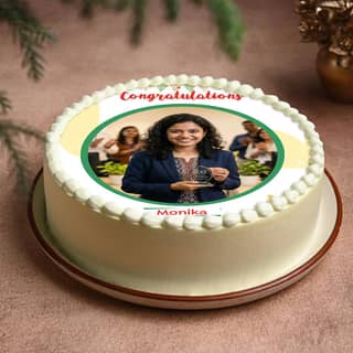 Side view of Congrats Photo Cake