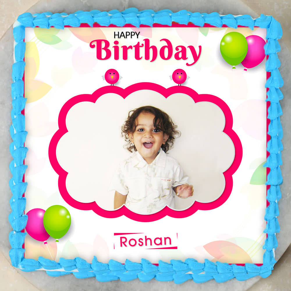 Top View of Cuteness Overload photo cake for birthday