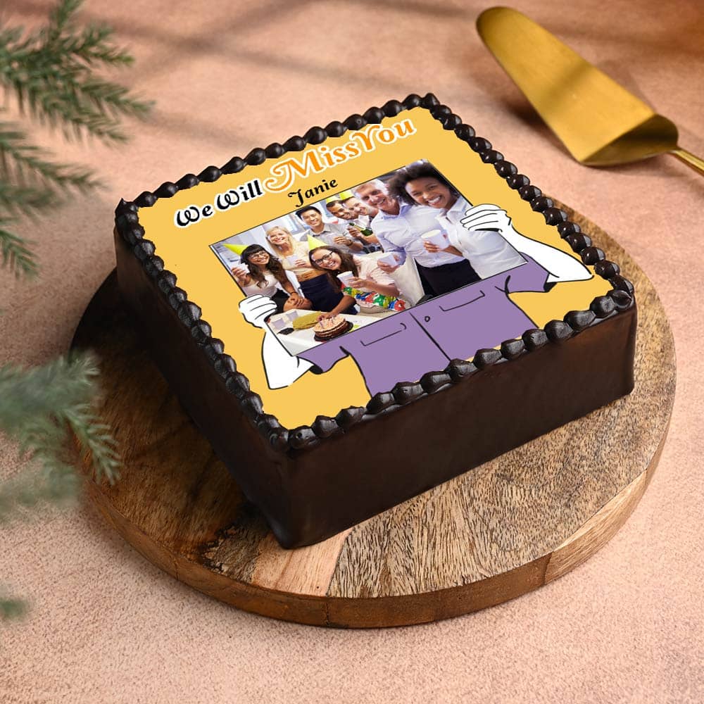 Farewell Photo Cake Square Shape 1 Bid You Farewell Cake