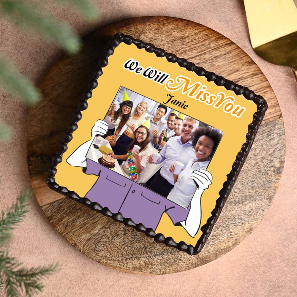 Farewell Photo Cake Square Shape 1 Bid You Farewell Cake