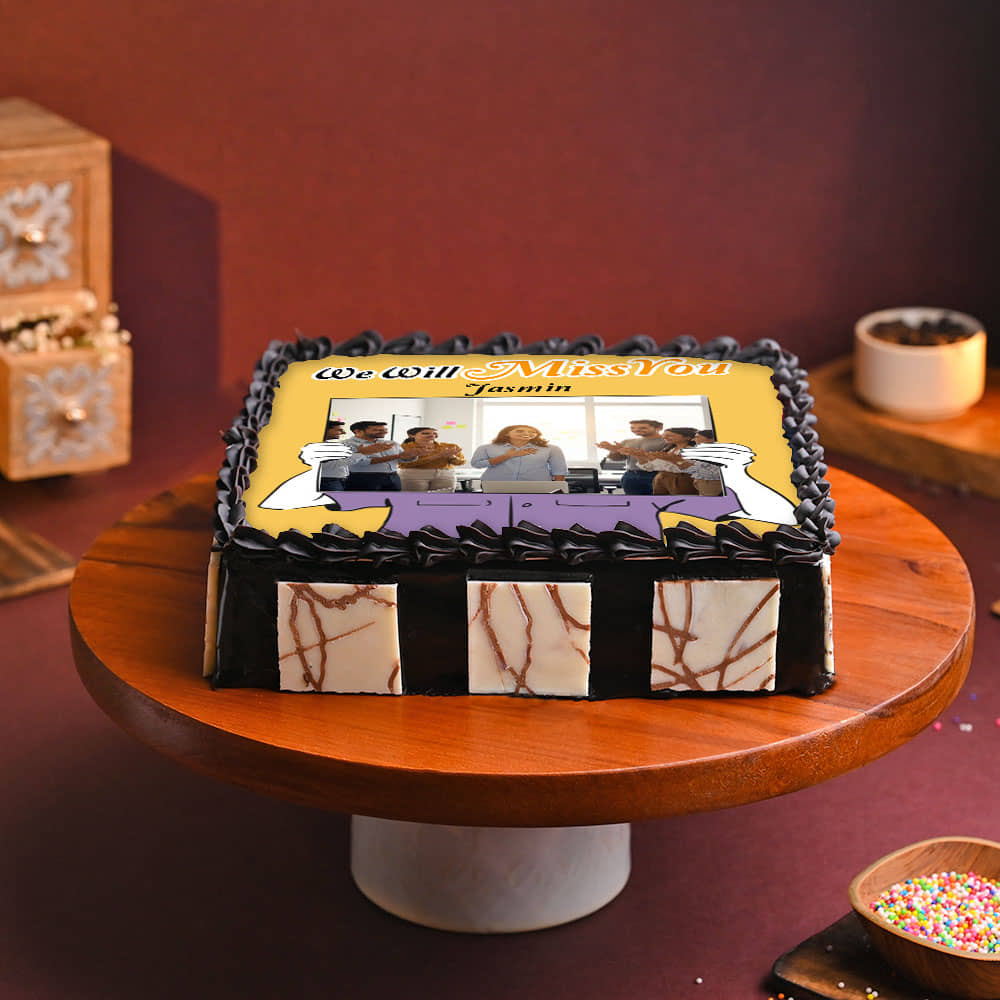 Bid You Farewell - A Farewell Photo Cake Side View