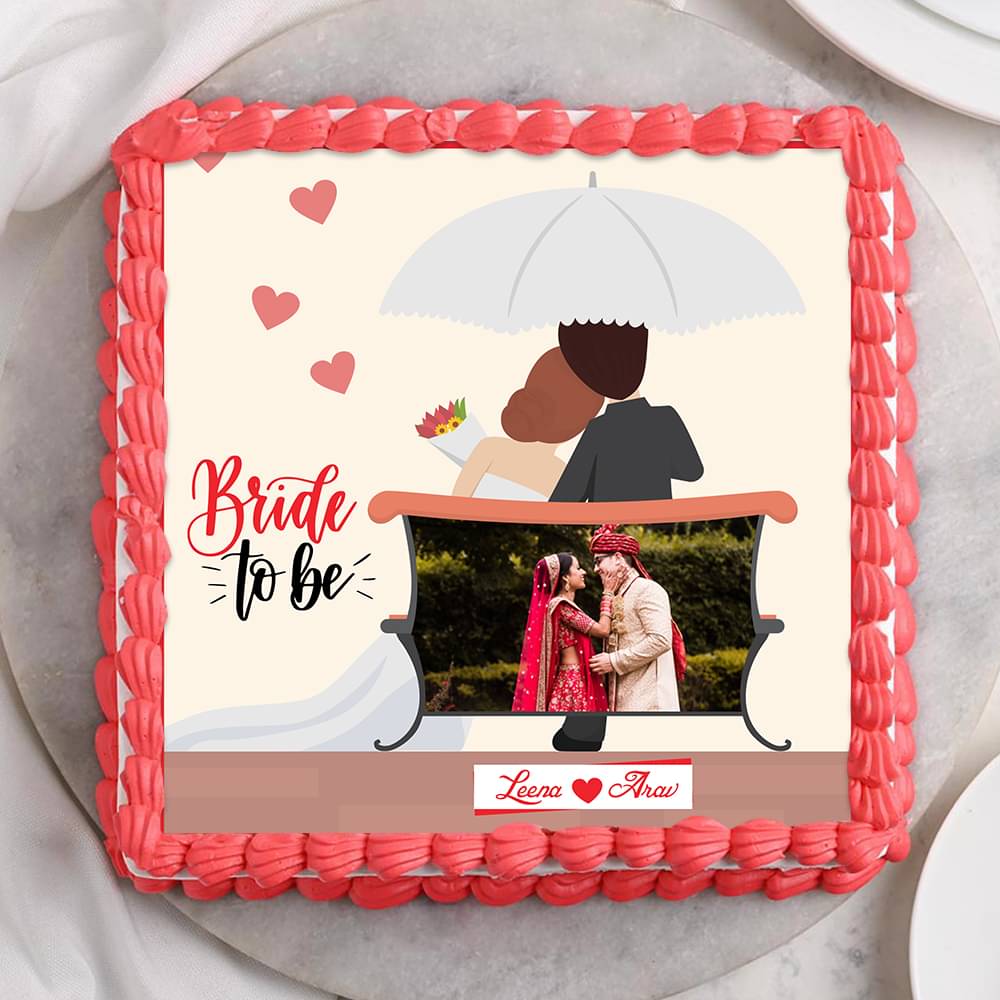 Front View of Bride To Be Photo Cake