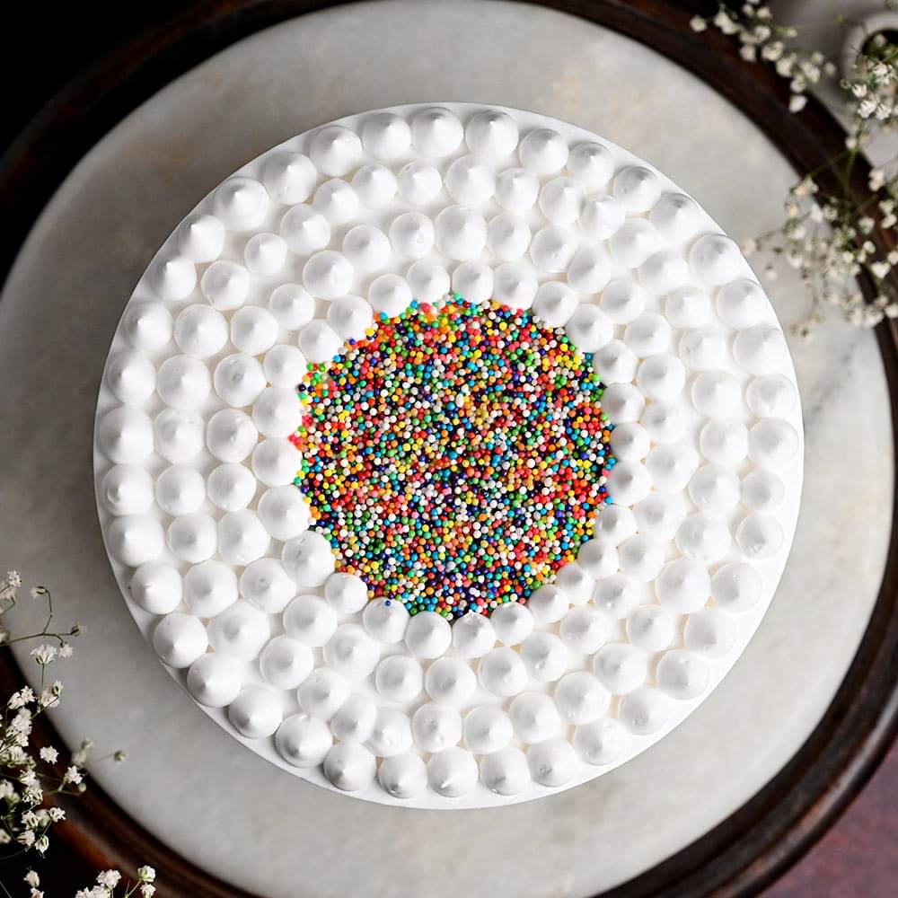 Top View of Sprinkles Rainbow Cake