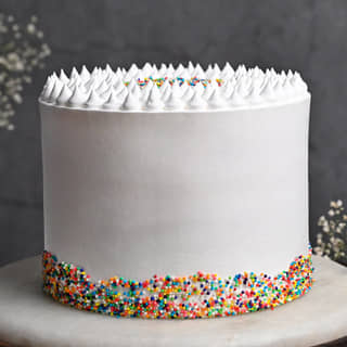 Side View of Rainbow Sprinkles Cake