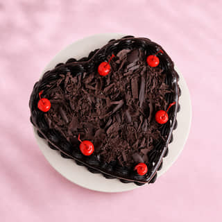 Top View of Heart Black Forest Vanilla Cake Top View of Heart Black Forest Vanilla Cake