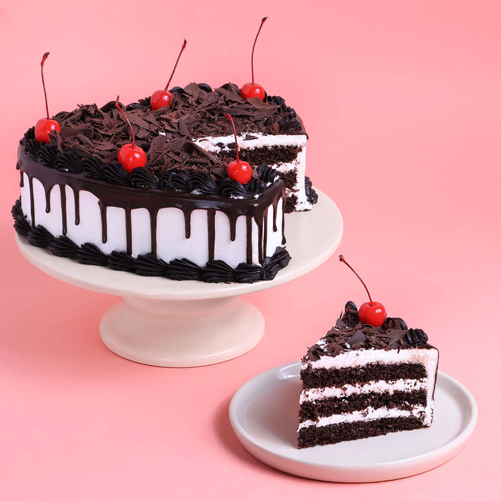 Heart Black Forest Vanilla Cake