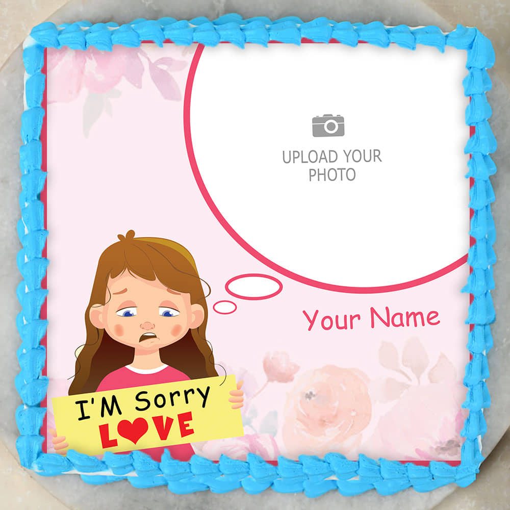 I Am Sorry Photo Cake Square Shape 3 Scrumptious Apologies - Apology Photo Cake Top View