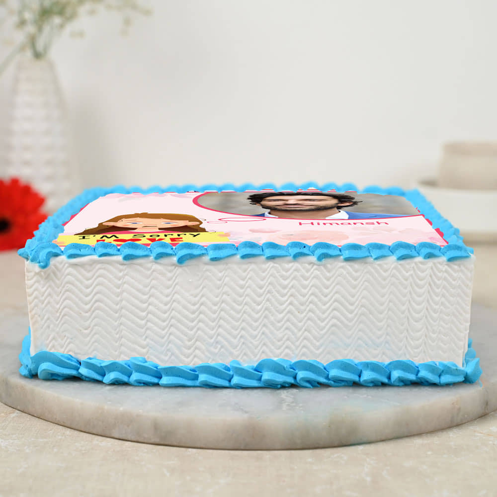 I Am Sorry Photo Cake Square Shape 3 Scrumptious Apologies - Apology Photo Cake Side View