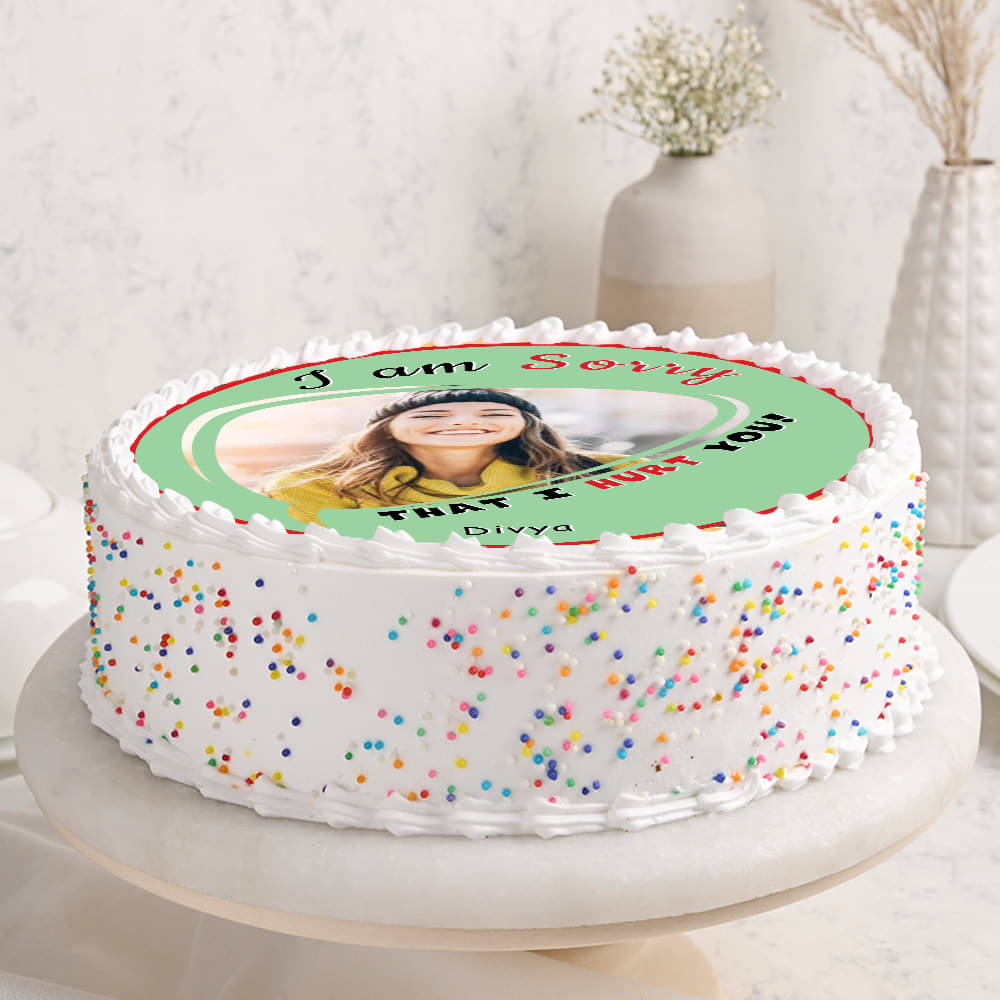 Pardon Moi - Sorry Photo Cake Side View