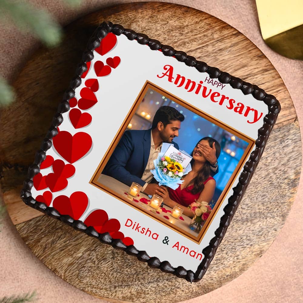 Top View of Imperfectly Perfect - Photo Cake for Anniversary Celebration