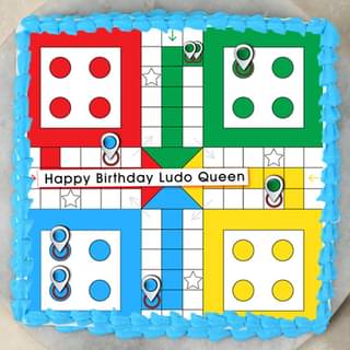 Top view of Ludo King Poster Cake
