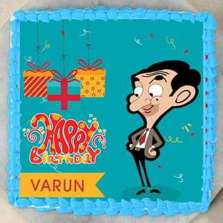 Top view of Mr Bean Poster Cake