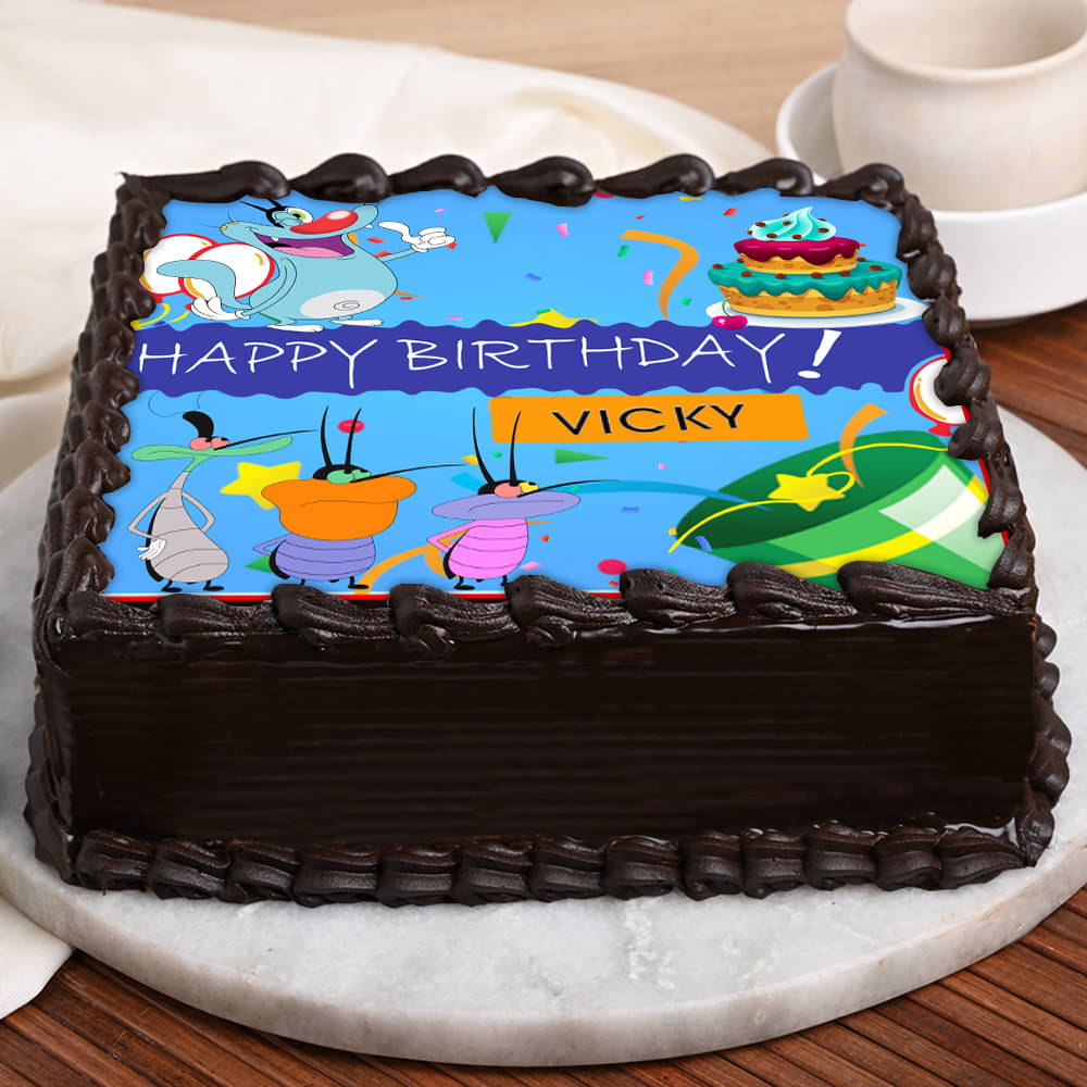 Best Oggy and the Cockroach Print Cake In Mumbai | Order Online