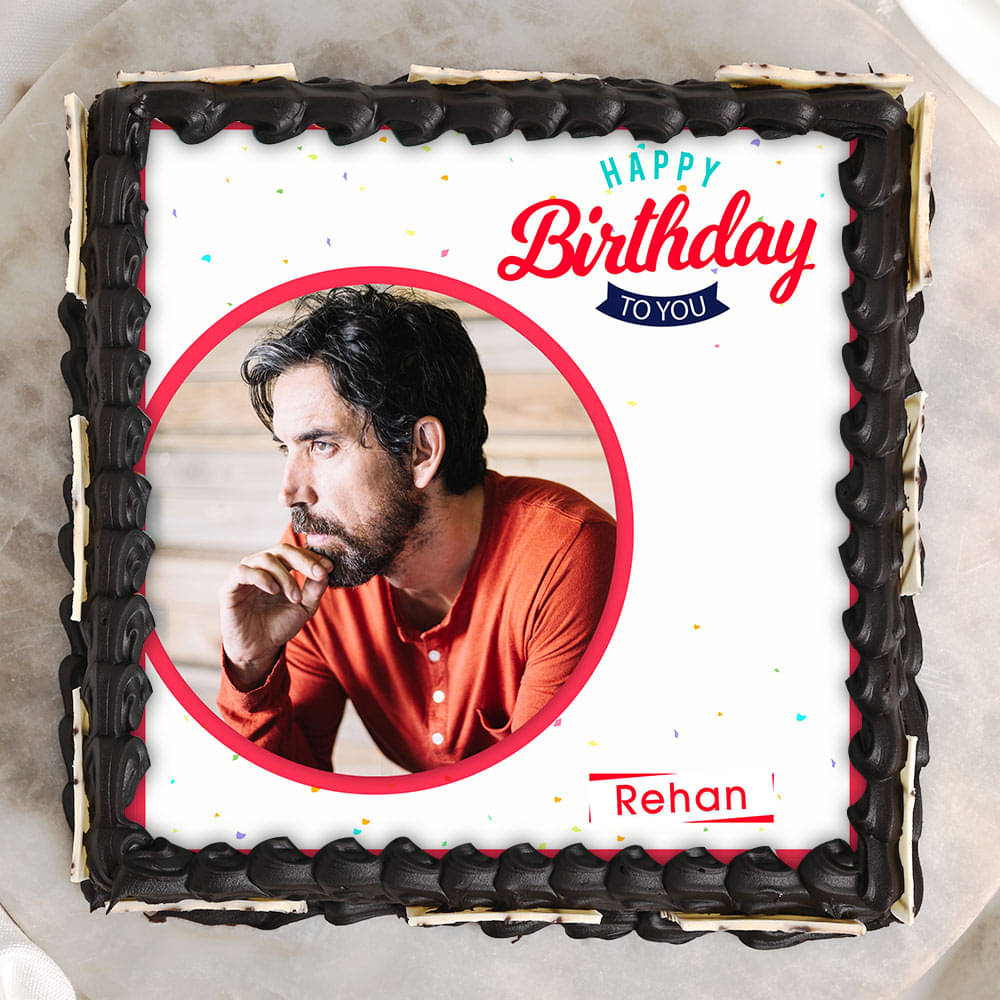 Birthday Photo Cake 13 Square Shape Top View of Perfect Photo Cake for birthday celebration