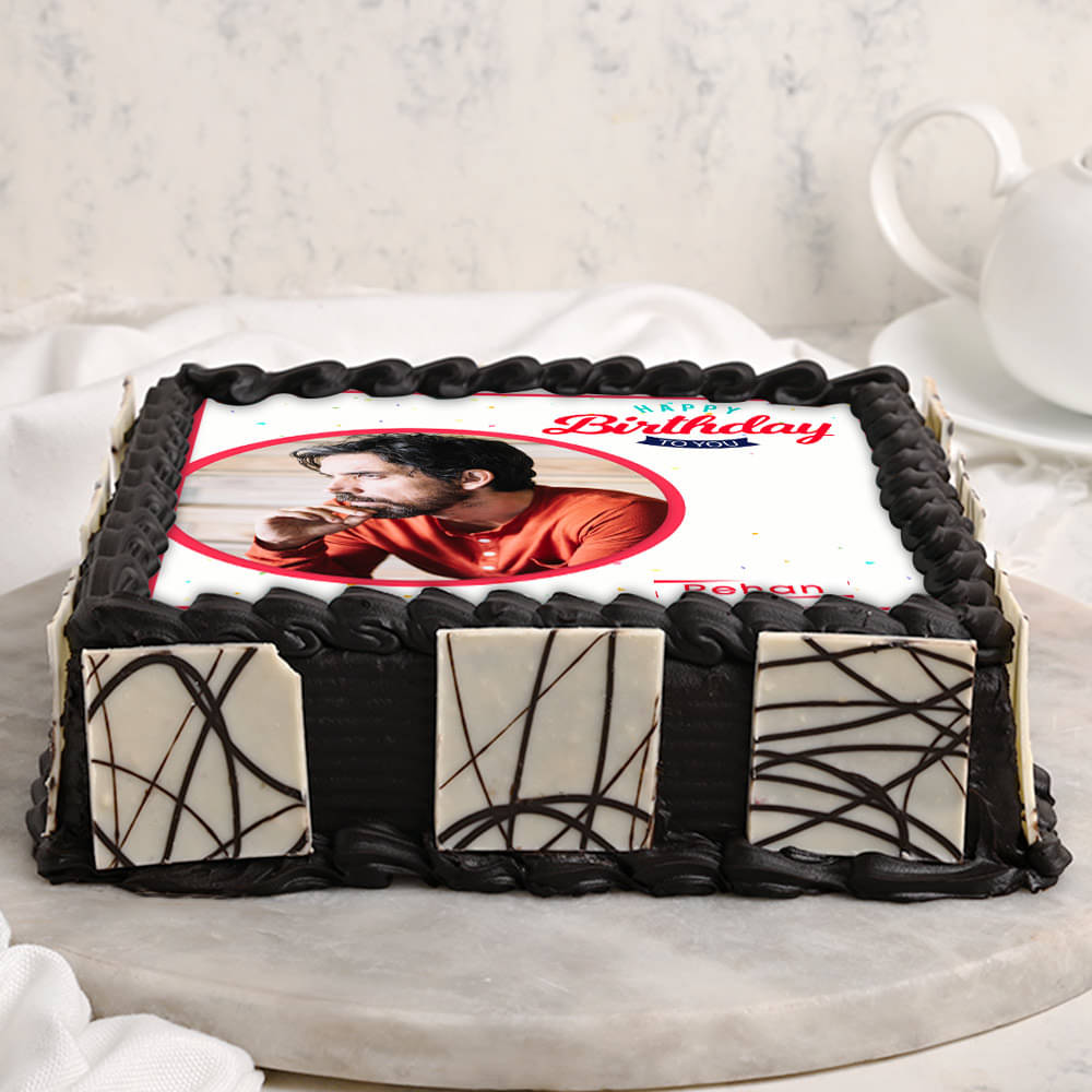 Birthday Photo Cake 13 Square Shape Side View of Perfect Photo Cake for birthday celebration