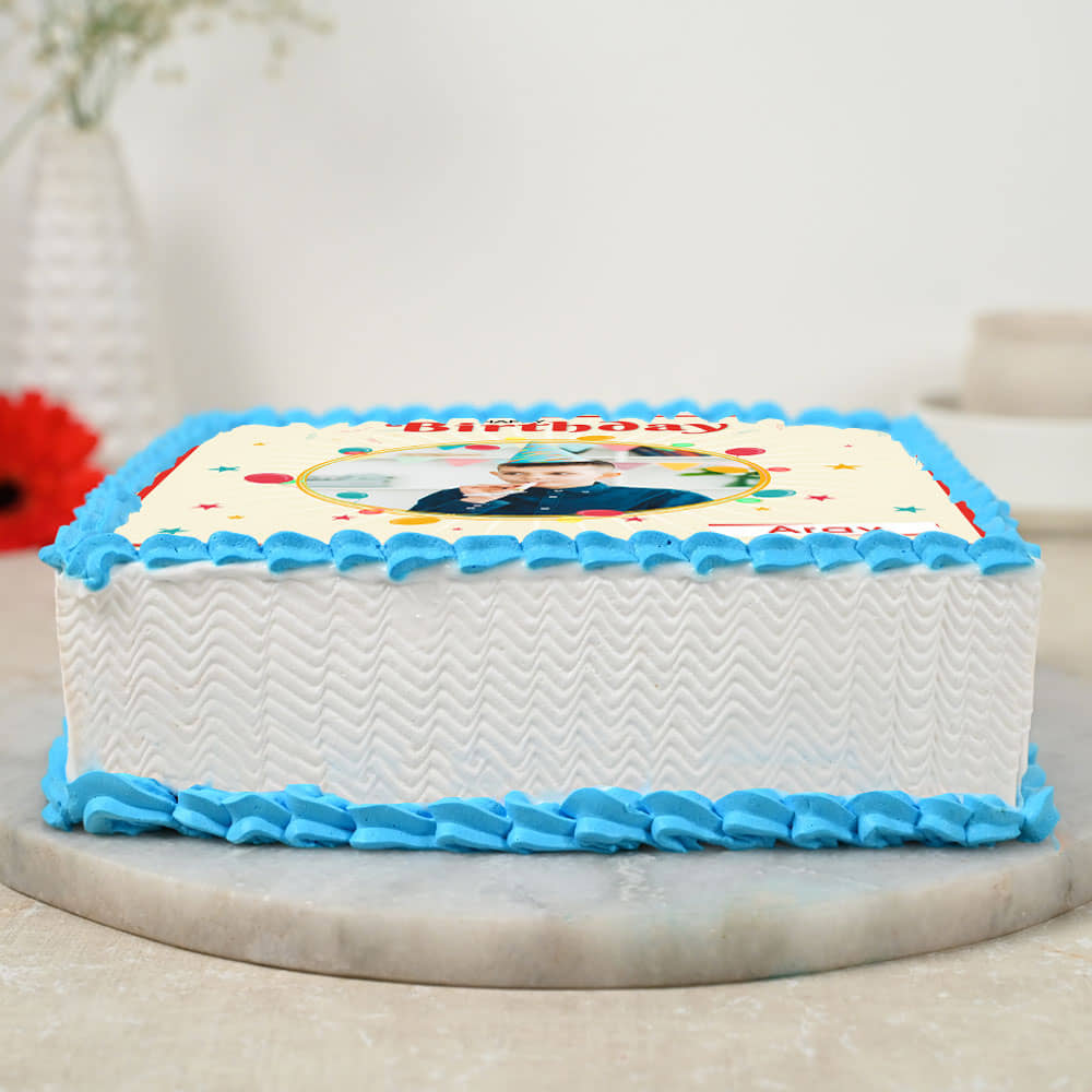 Side View of Happy Birthday Photo Cake