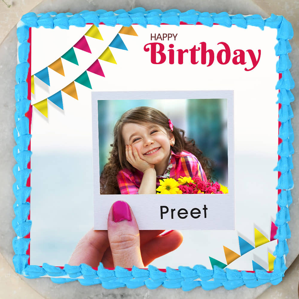 Top View of Picture Perfect photo cake for birthday