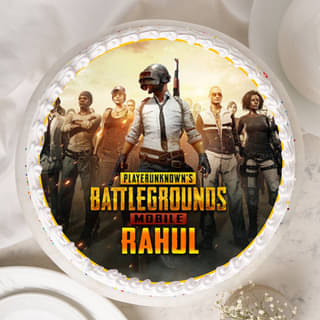 Top view of Personalised PUBG Cake