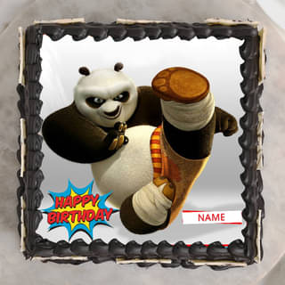 Top View of Panda Themed Photo Cake For Children