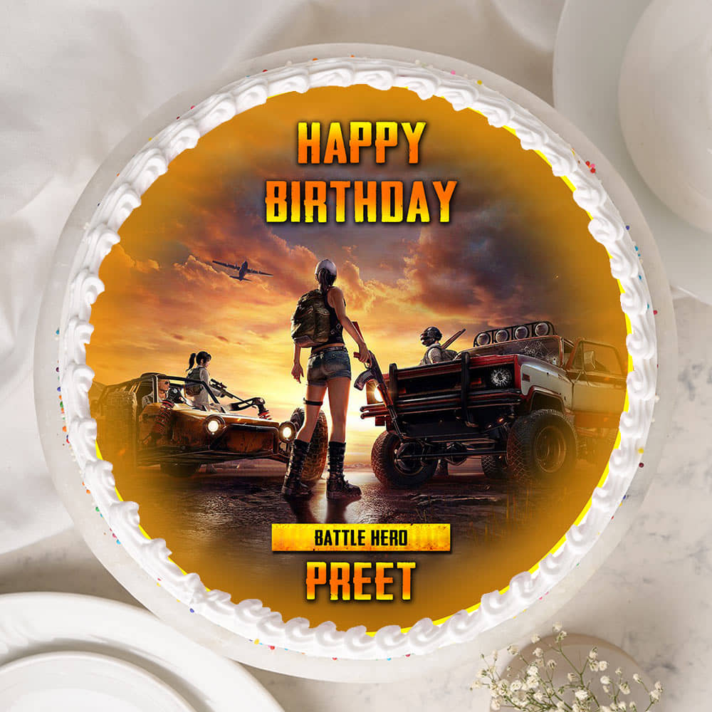 Pubg Battleground Poster Cake Top View of Pubg Poster Cake