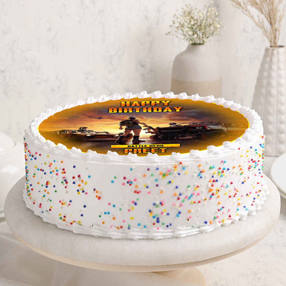 Pubg Battleground Poster Cake Side View of Pubg Poster Cake