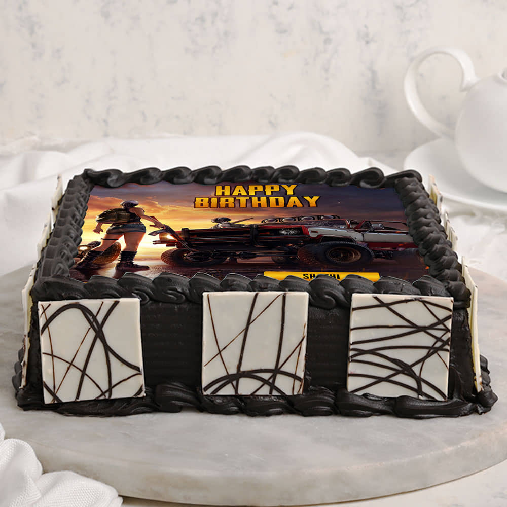 Side view of PUBG Poster Cake