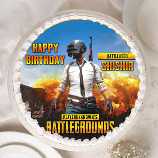 Top View of Poster Cake for PUBG Fan